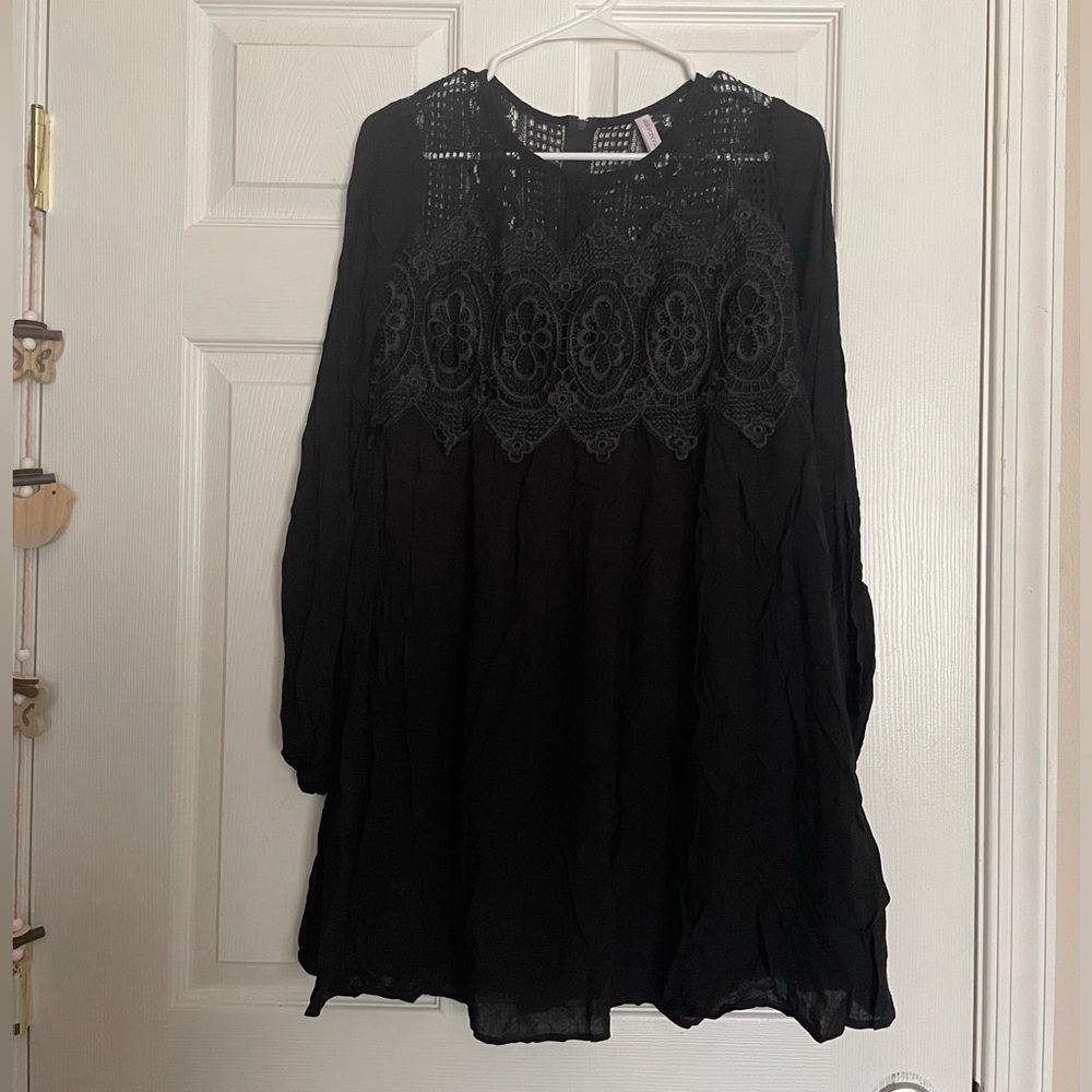 Xhilaration Black Crochet Lace dress with open sleeves